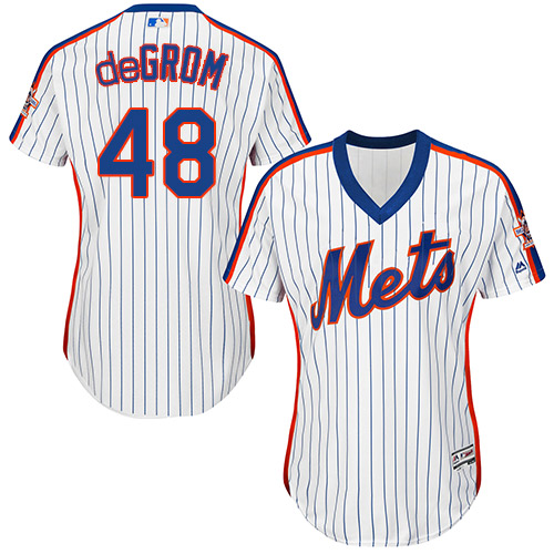 Mets #48 Jacob deGrom White(Blue Strip) Alternate Women's Stitched MLB Jersey